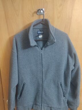 Lands' End Men's Full-Zip Gray Fleece Jacket Size L